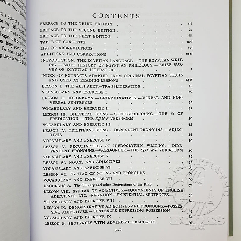 Egyptian Grammar: Being an Introduction to the Study of Hieroglyphs by Sir Alan Gardiner- Page xvii