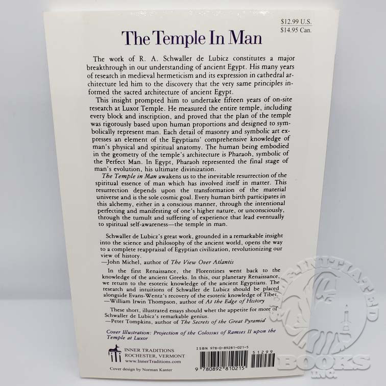 The Temple In Man: Sacred Architecture and the Perfect Man by R.A. Schwaller de Lubicz