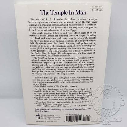 The Temple In Man: Sacred Architecture and the Perfect Man by R.A. Schwaller de Lubicz